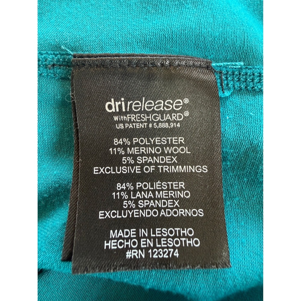 Paradox Womens XL Merino Blend 1/4 Zip Base Layer Teal Long Sleeve Thumbholes - Picture 7 of 7